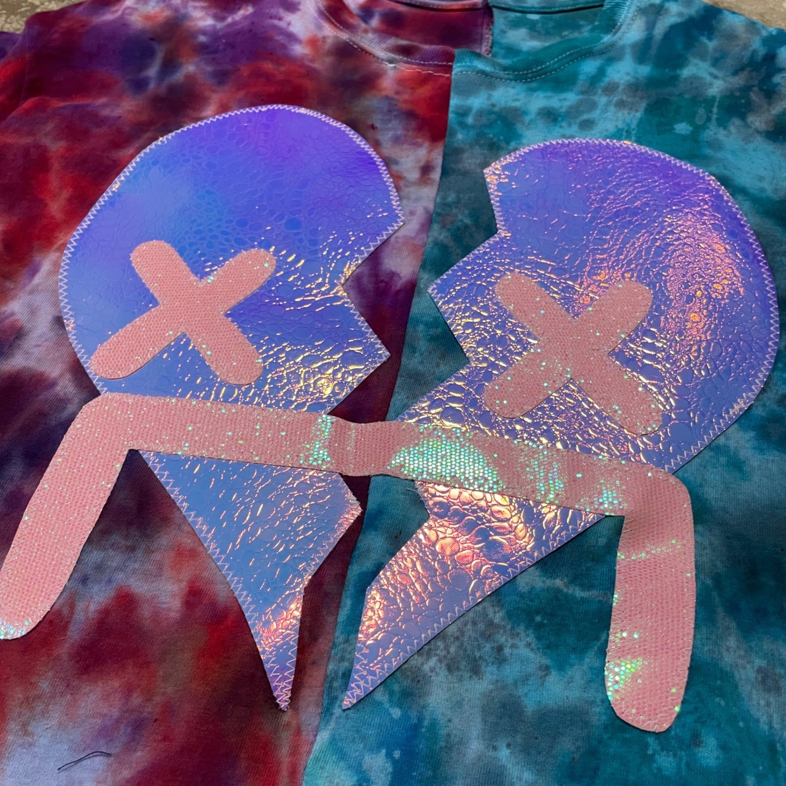 Naes Garden Tie Dye Graphic T Shirt Broken Heart Novelty Tee M-L gallery