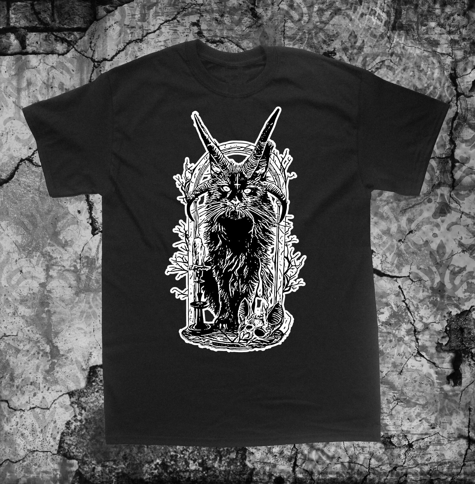 Occult Shirt – Cat Punk grunge gothic pentagram Halloween boho nature baphomet