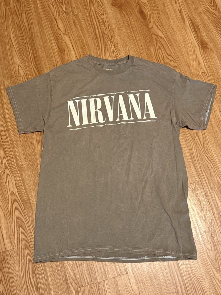 NWOT Nirvana Double Sided Smiley Graphic Tee Unisex Medium In Distressed Brown