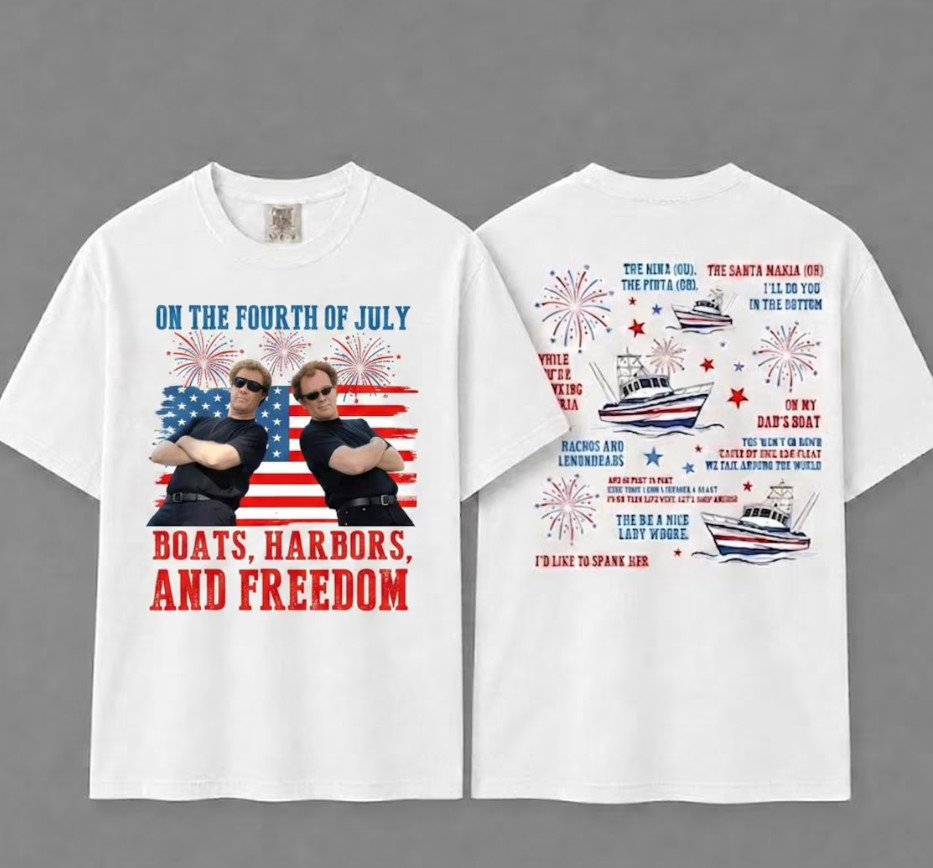 Funny Step Brothers 4th of July Shirt Boats Harbors Freedom Movie 2 Sided Tee gallery