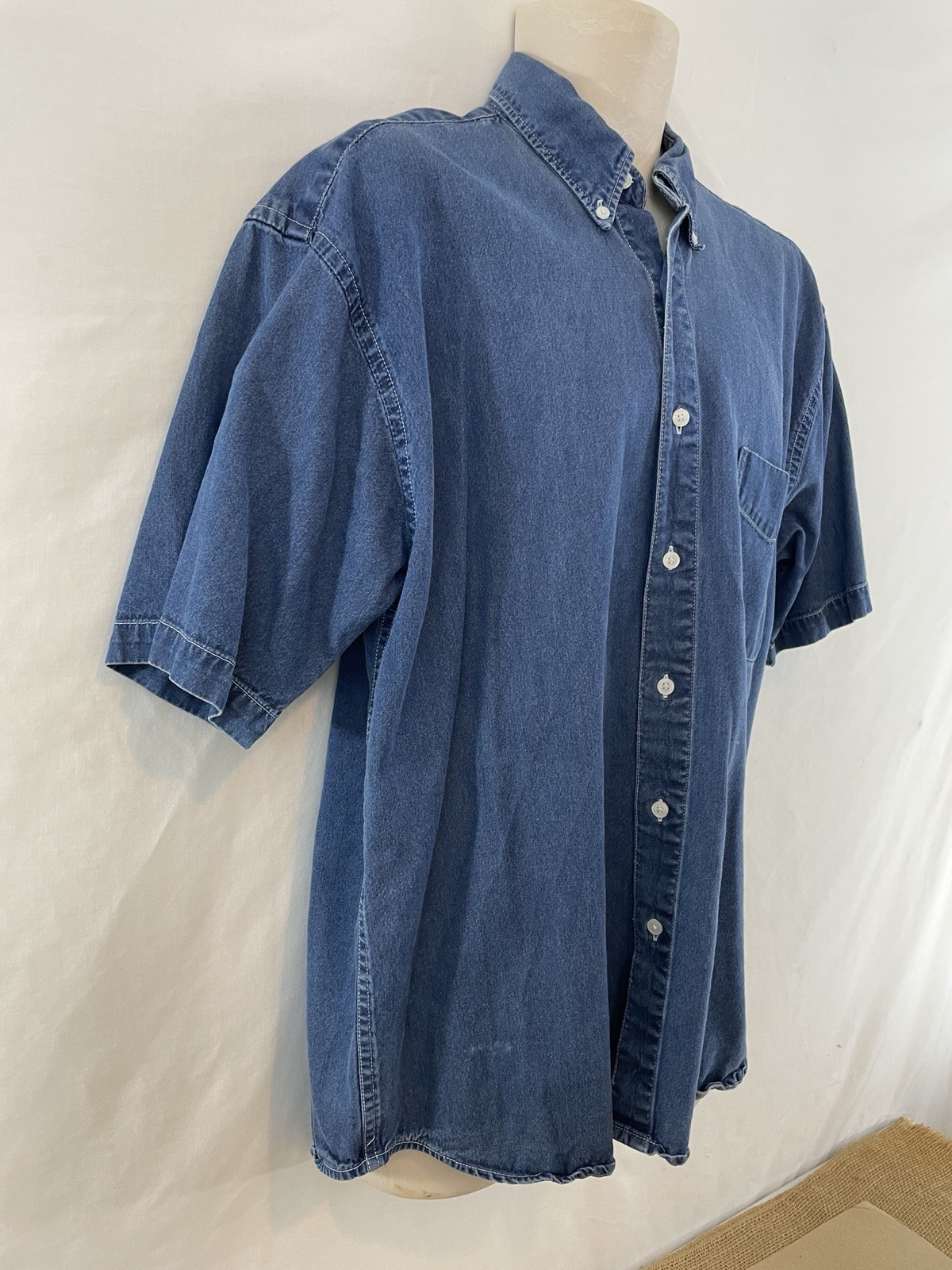 AB American Blue Mens L Blue Authentic Denim Cotton/Rayon SS Shirt gallery