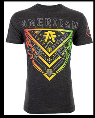 AMERICAN FIGHTER Heather Black ALBERTA Athletic Graphic T-shirt NWT