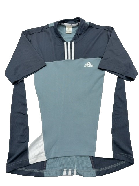 Adidas Cycling Jersey Mens Grey Short Sleeve Striped L Regular Polyester