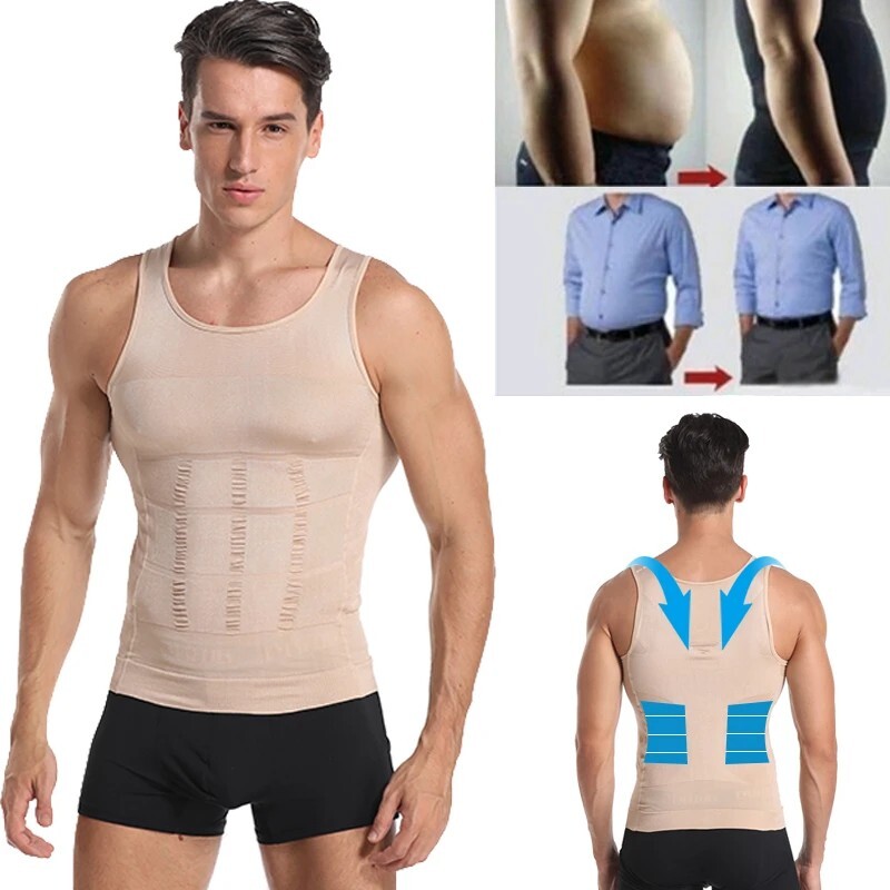 Mens Belly Compression Vest T-Shirt Slimming Body Shaper Shapewear Tank Tops gallery