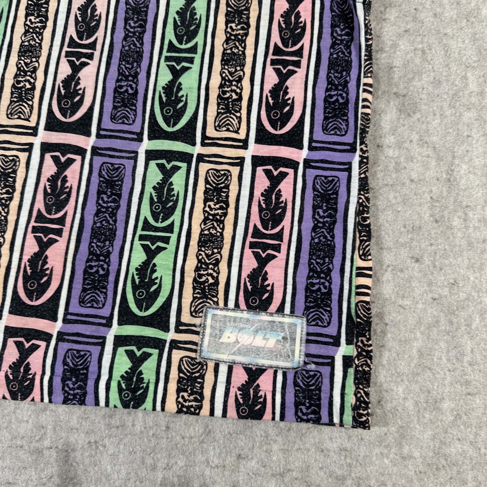 VTG Lightning Bolt Brand Tank Top Large Fish & Totems Pastel Multi gallery