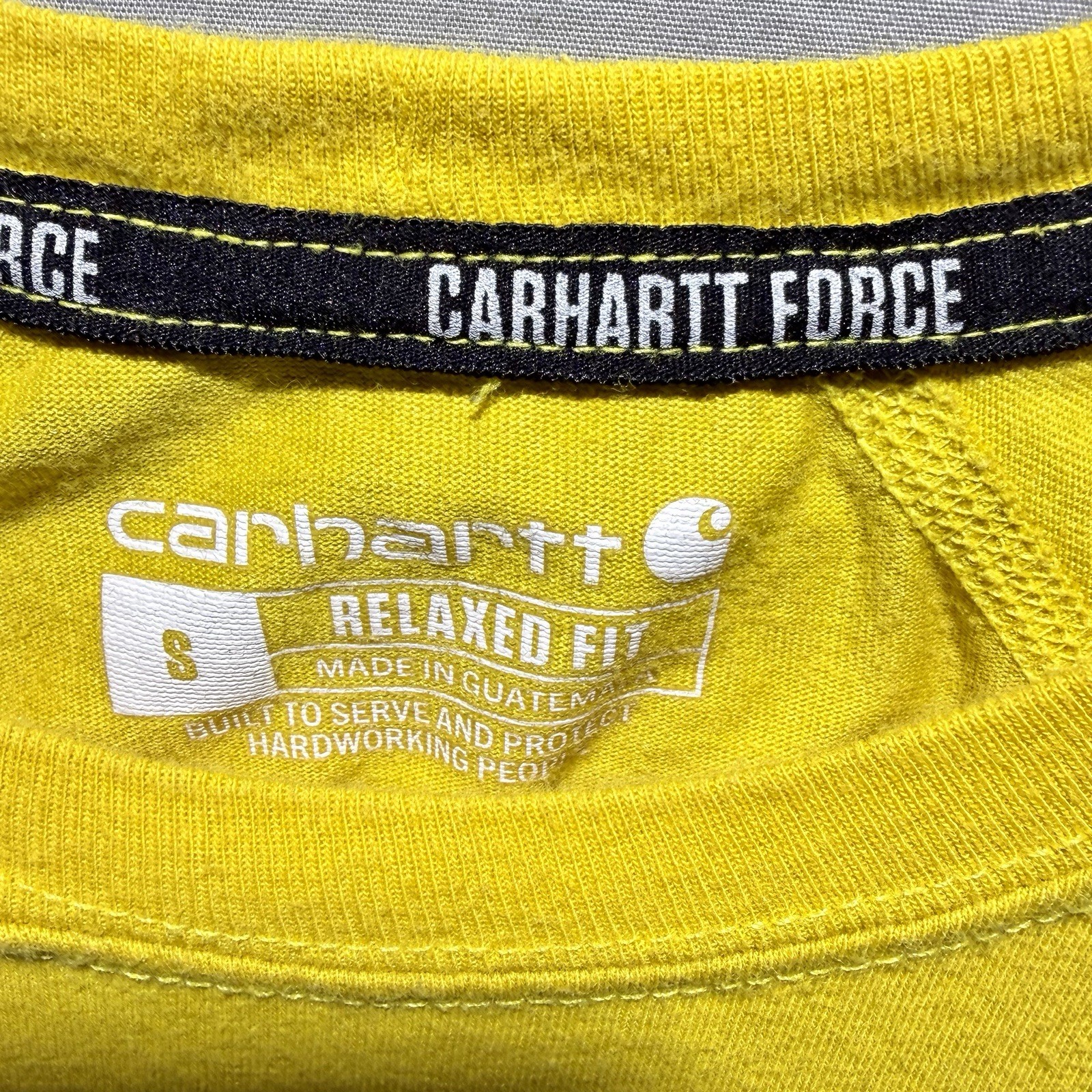 Carhartt Force Pocket Tee Mens Small Yellow Relaxed Fit Short Sleeve Shirt gallery