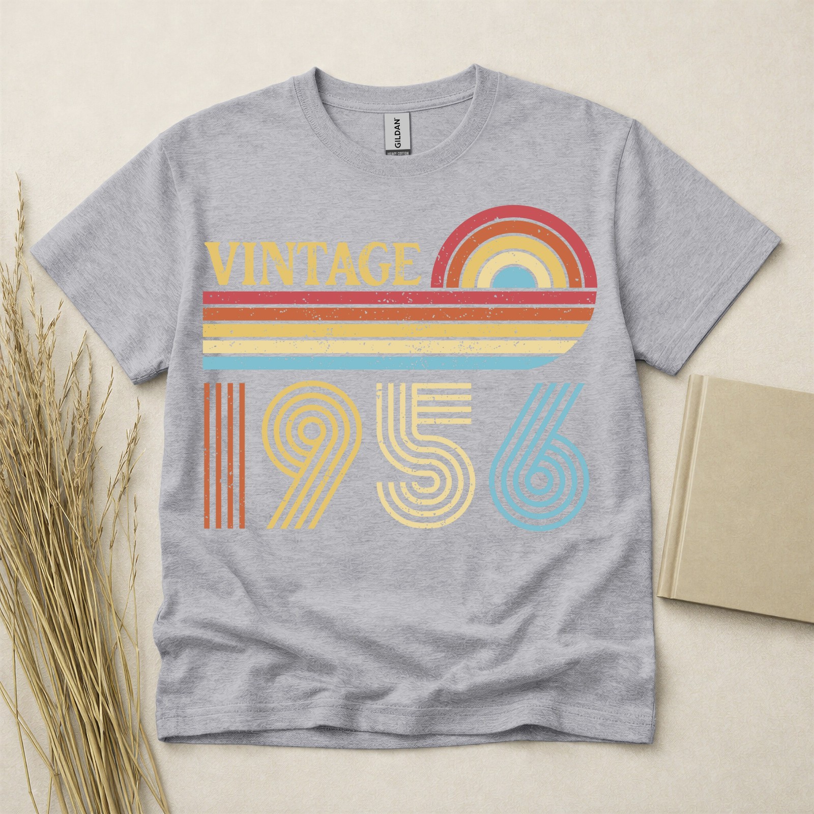70th Birthday T-shirt Born In 1956 Gifts Vintage Rainbow TShirt Retro Style Tee gallery