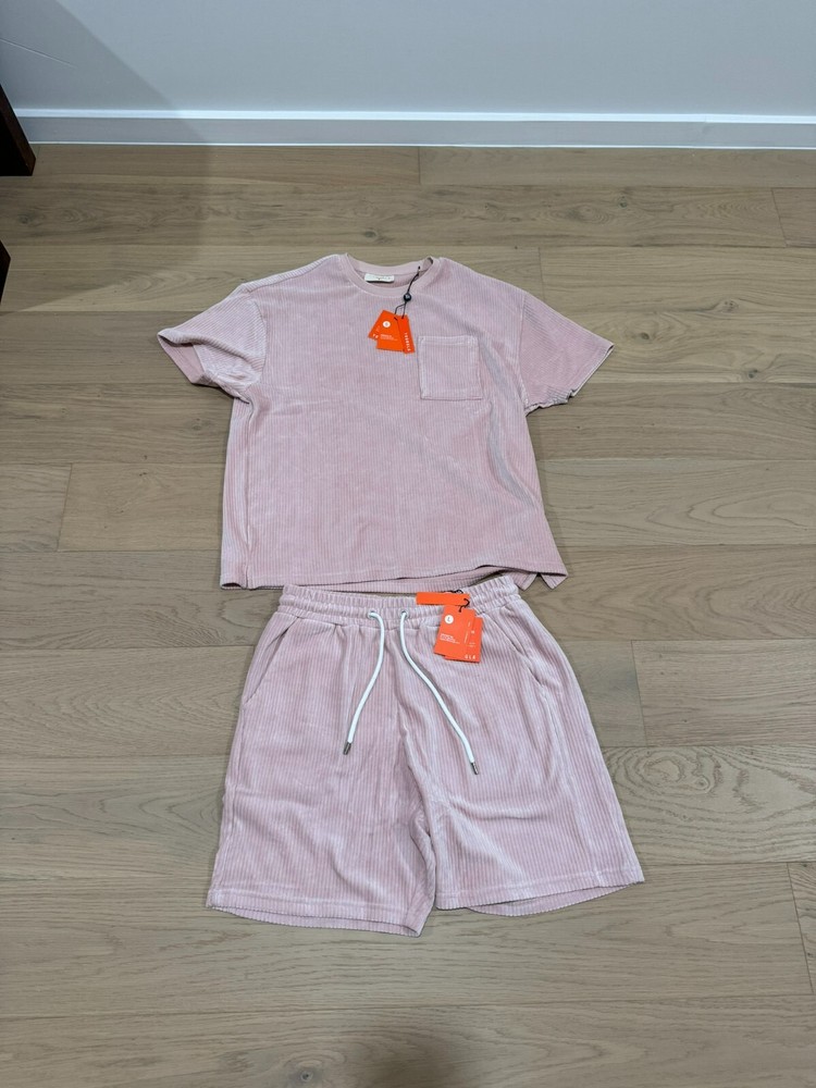 Men YoungLA 419 Cord Collection Shirt & Pant Set Pink