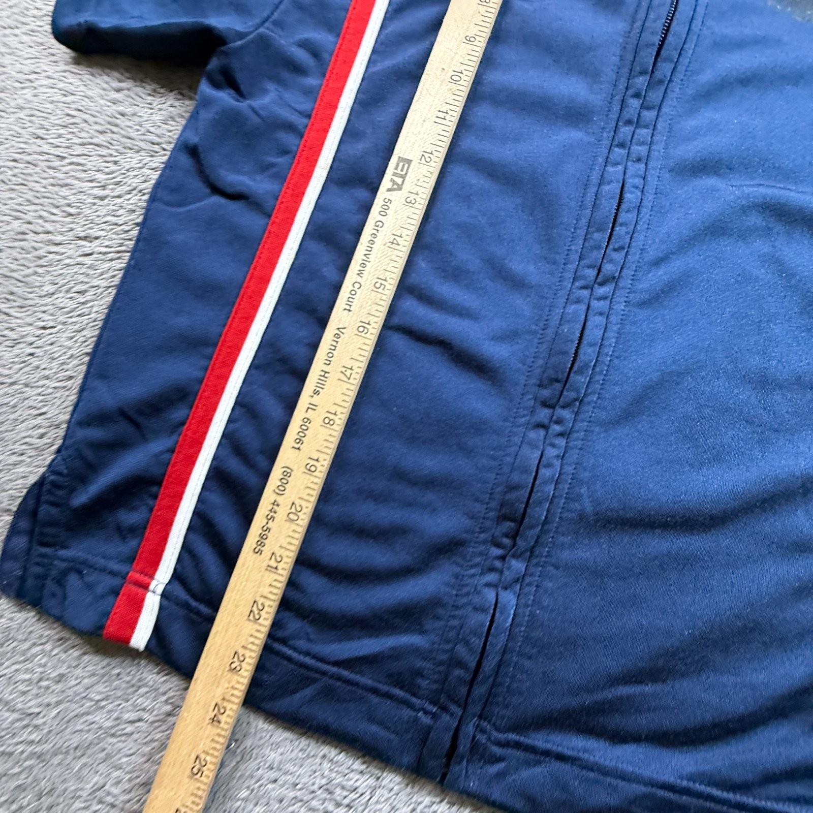 Nike Mens S Basketball Warm Up Shirt Blue Red White Stripe Zip Jersey Vintage gallery