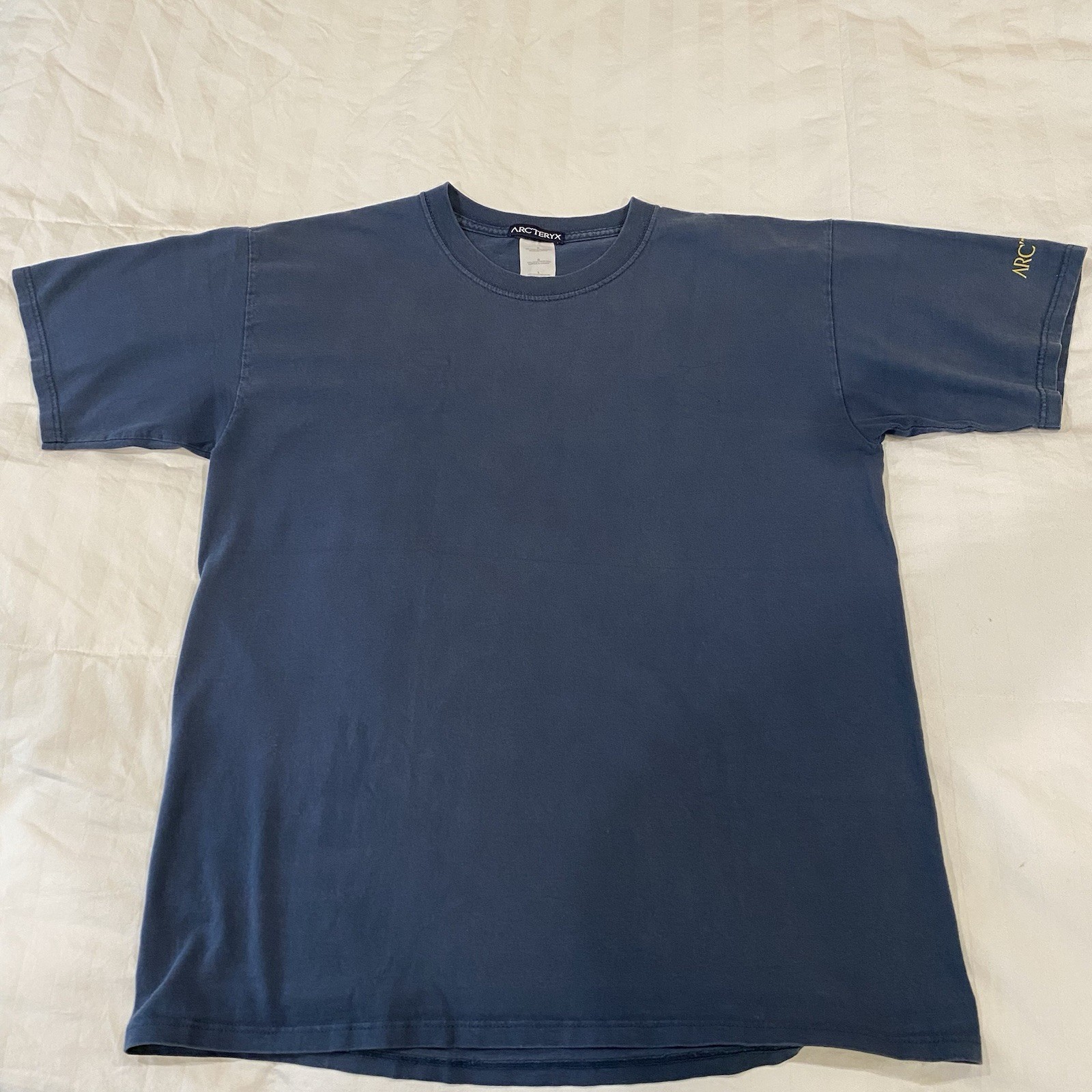 Vintage 90s Arcteryx Big Tag Tee - Mens Large - Blue - Back & Sleeve Graphic gallery