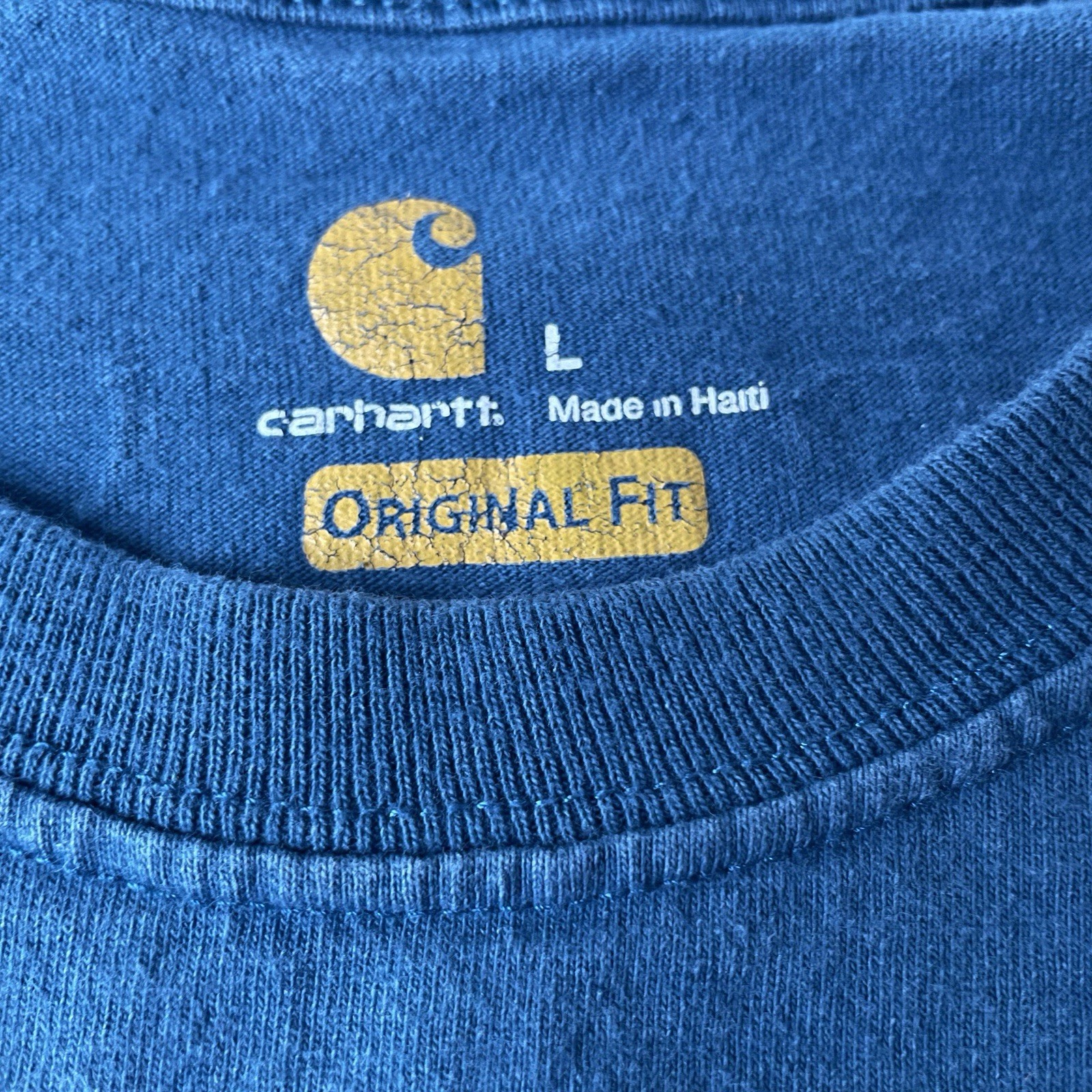 Carhartt K195 Men's Blue Logo Graphic Print Crew Neck Tee Original Fit L gallery