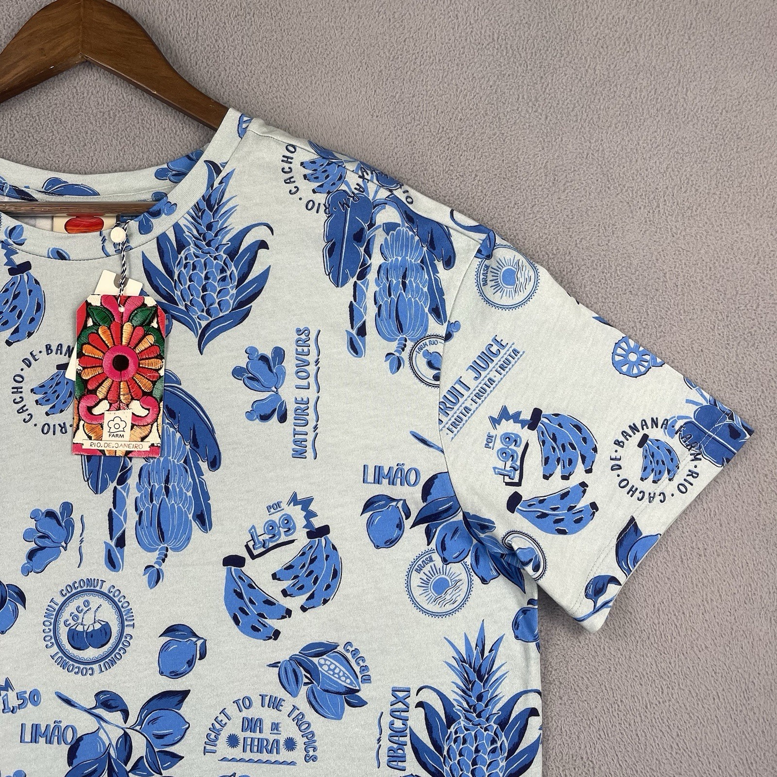 Farm Rio Shirt Mens XL Floral Fruta Anthropologie Short Sleeve Tee Designer NWT gallery