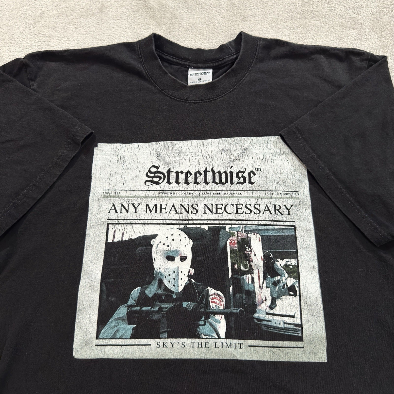 Vintage Y2K Streetwise T-shirt Urban Streetwear By Any Means Necessary Size XL gallery