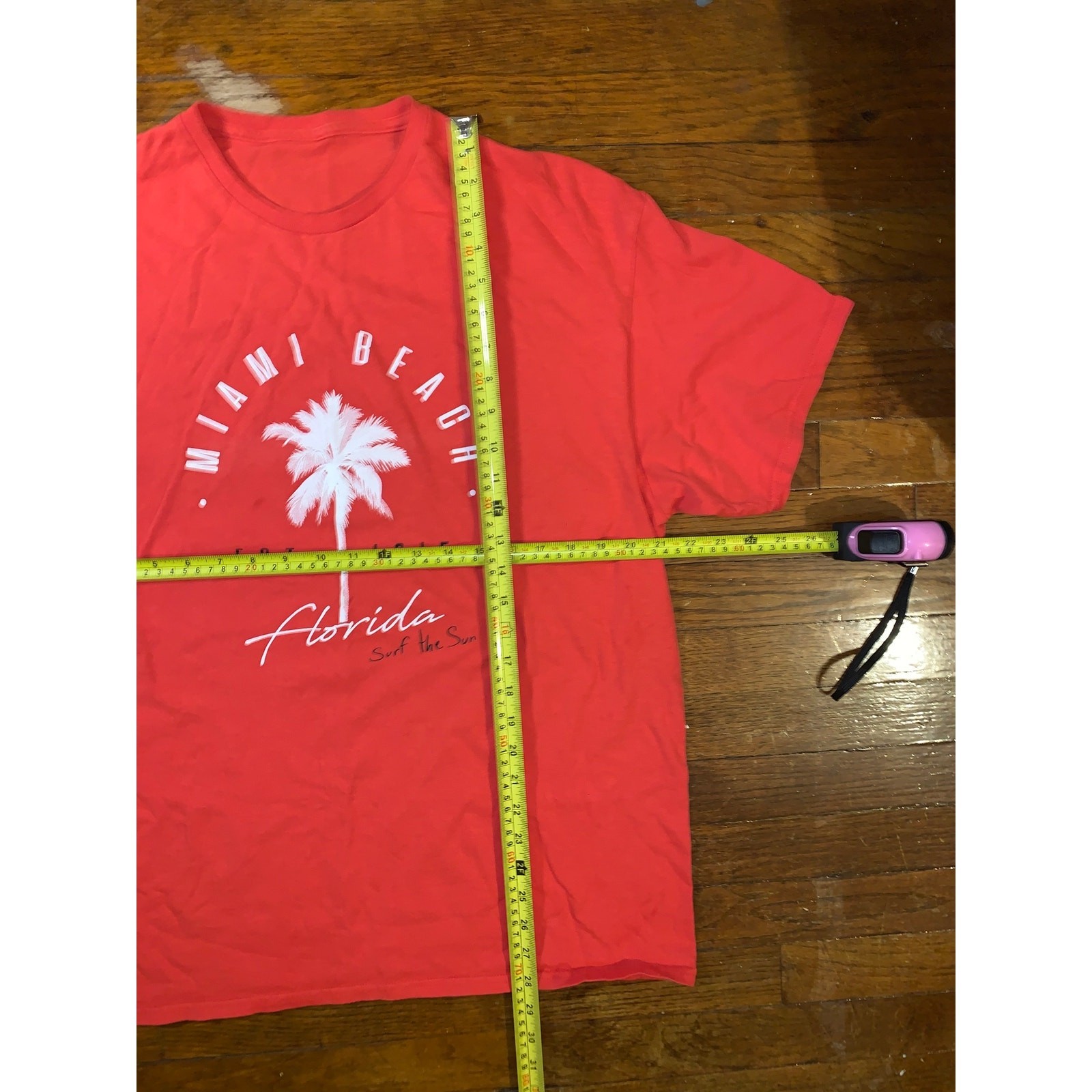 Miami Beach Florida Red Graphic T Shirt XL Tropical Vacation Tee gallery