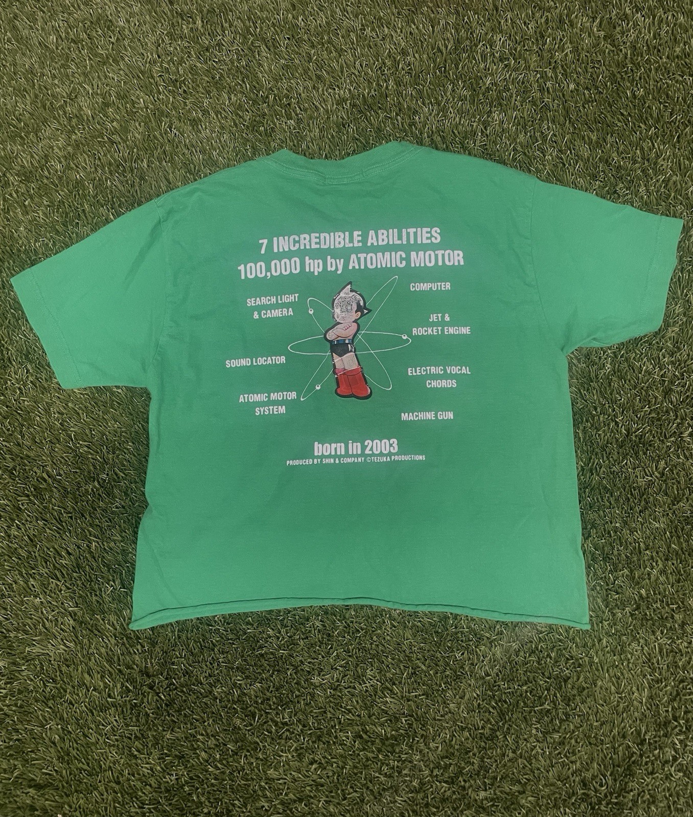RARE Vintage Y2K 3D Astro Boy Tezuka Mighty Atom Cropped Tee Size M