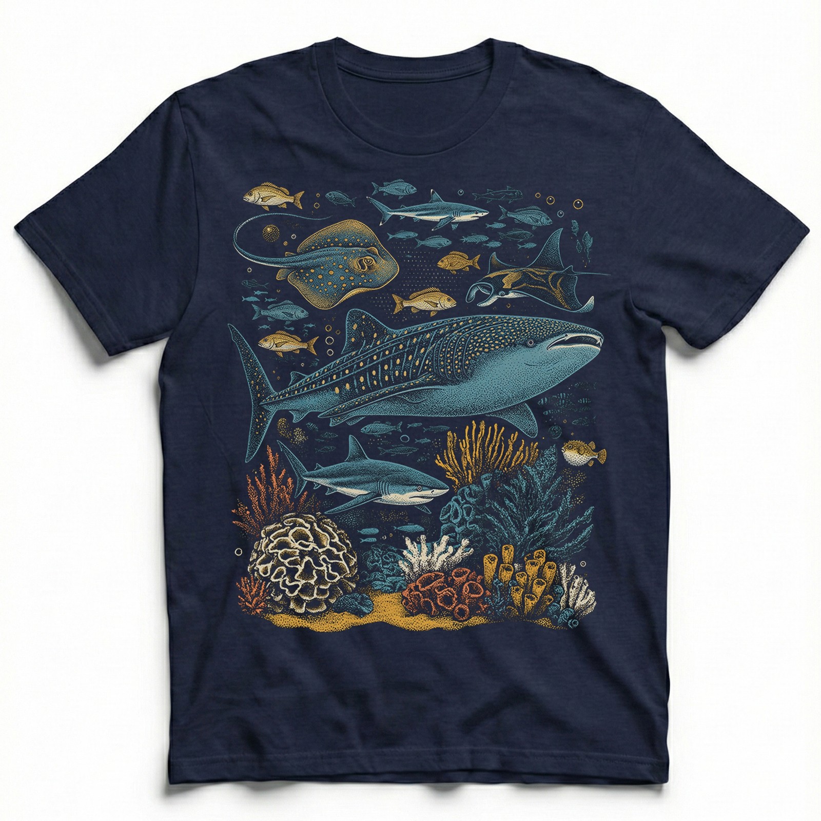 Ocean Sea Life Whale Shark Coral Reef Fish T-Shirt Marine Biology Diver Tee gallery