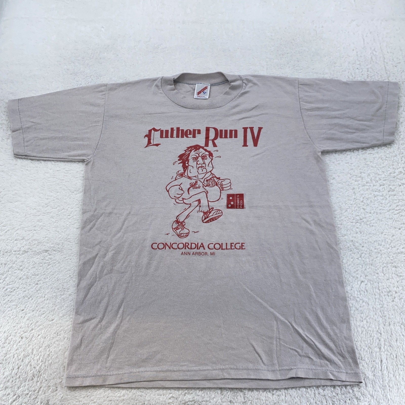 Vtg Concordia College Domino's Pizza Luther Run Shirt XS/S Ann Arbor Michigan gallery
