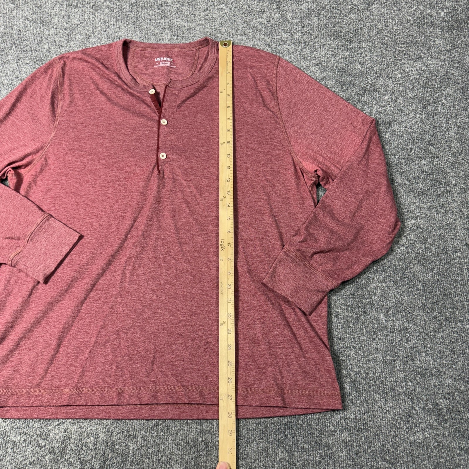 UNTUCKit Henley Shirt Mens 2XL Red Long Sleeve Tagless Cotton Blend Soft Knit gallery