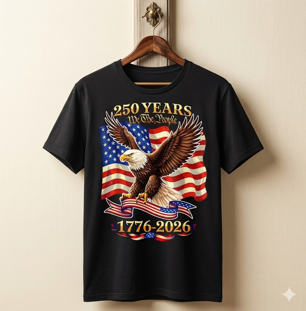 250 Years American 1776-2026 Eagle USA Flag Patriotic T-Shirt - H392 gallery