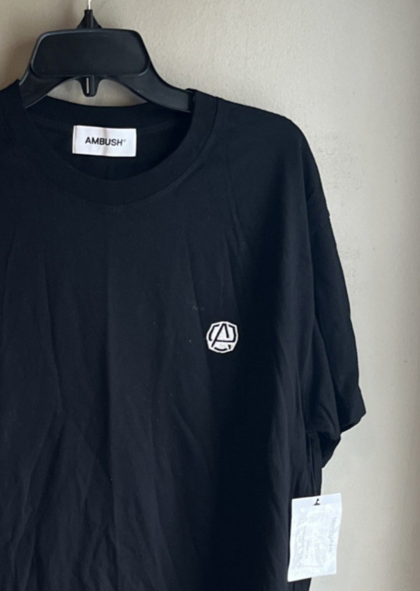 Ambush men's Logo Black Cotton Crewneck T- Shirt - Large -retail $252 gallery