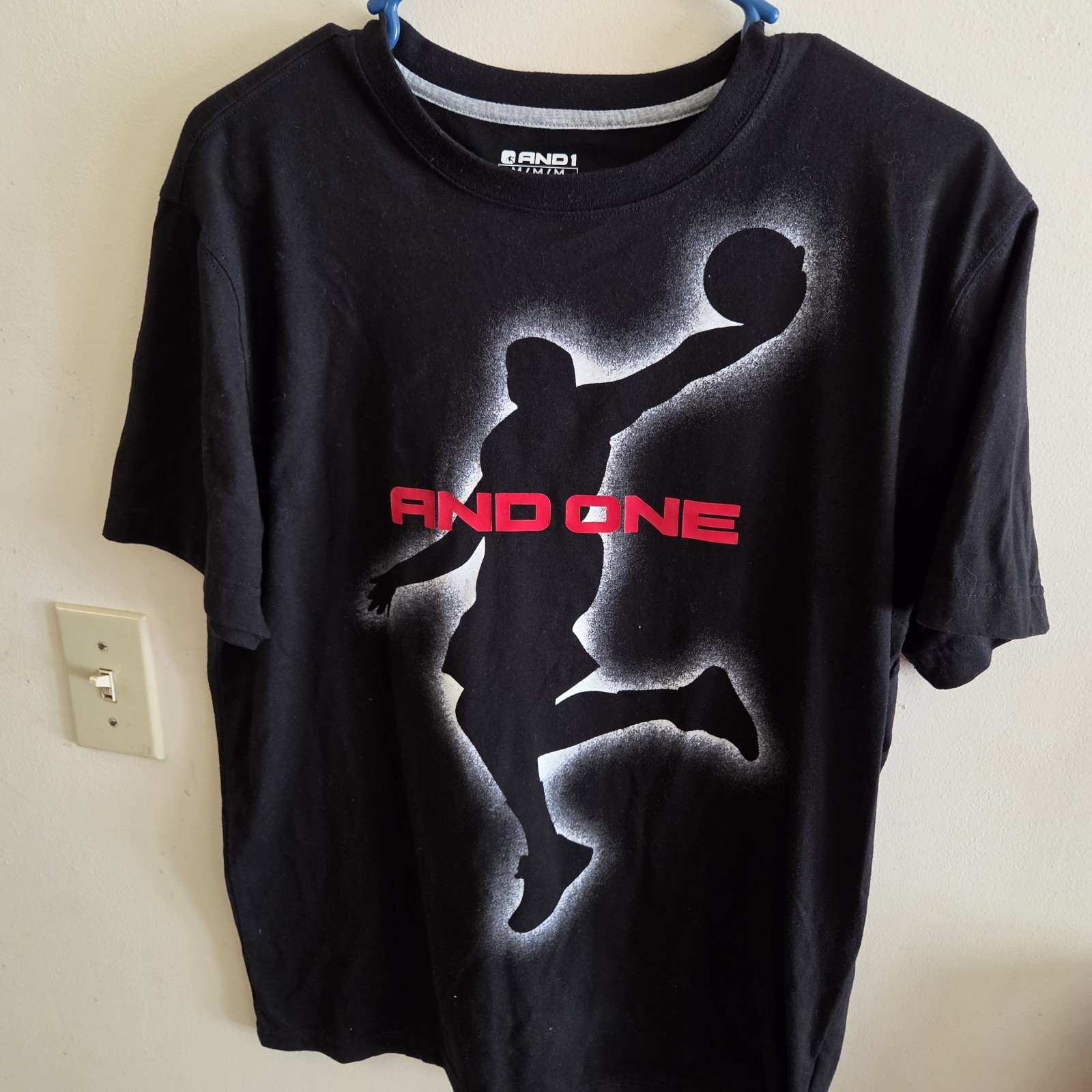 AND1 Shirt Black Performance And One Jumpman Graphic Short Sleeve Basketball M
