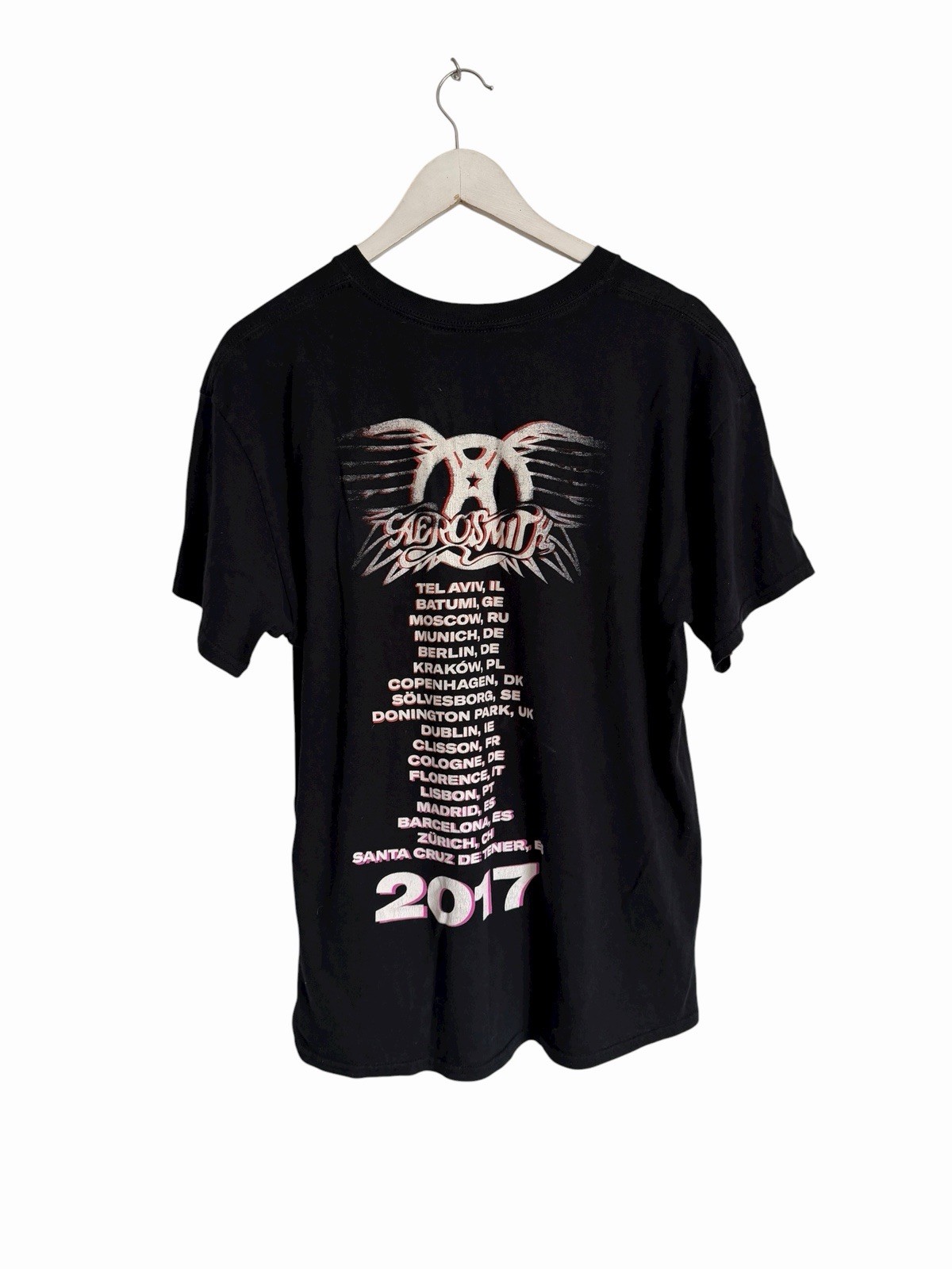 Aerosmith Tour T Shirt Band Tee Graphic Front Back European 2017 Black Size L gallery