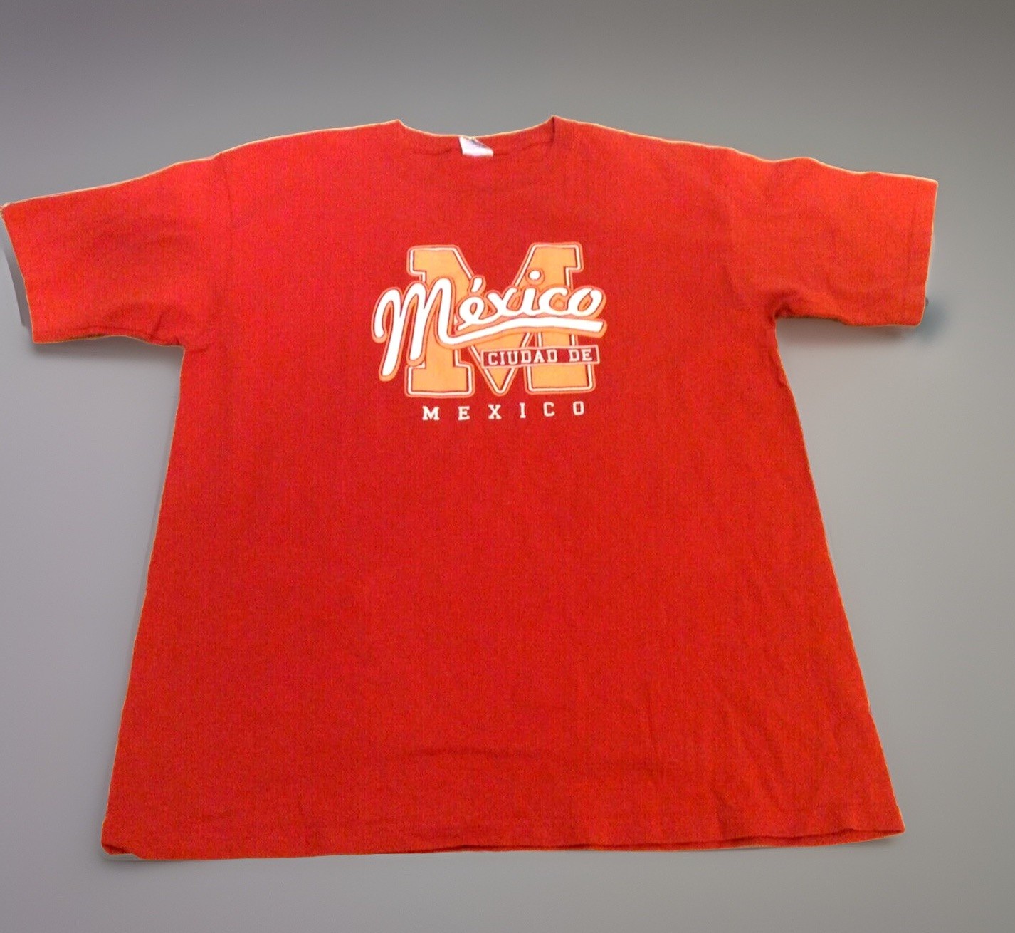 Vtg CIUDAD DE Mexico Graphic YAZBEK Men's LARGE Temple Mayor Burnt Orange Crew gallery