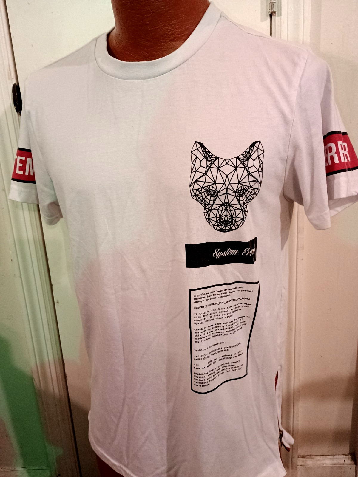 Rise as 1ne System Failure Men’s Medium Beige Side Zip Short Sleeve T-Shirt.