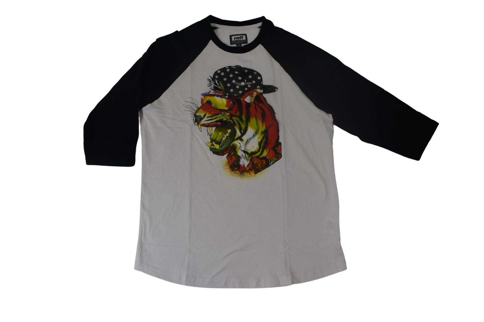 Neff Mens Fang Raglan 3/4 Sleeve White Shirt NWT S, M, L, XL, 2XL