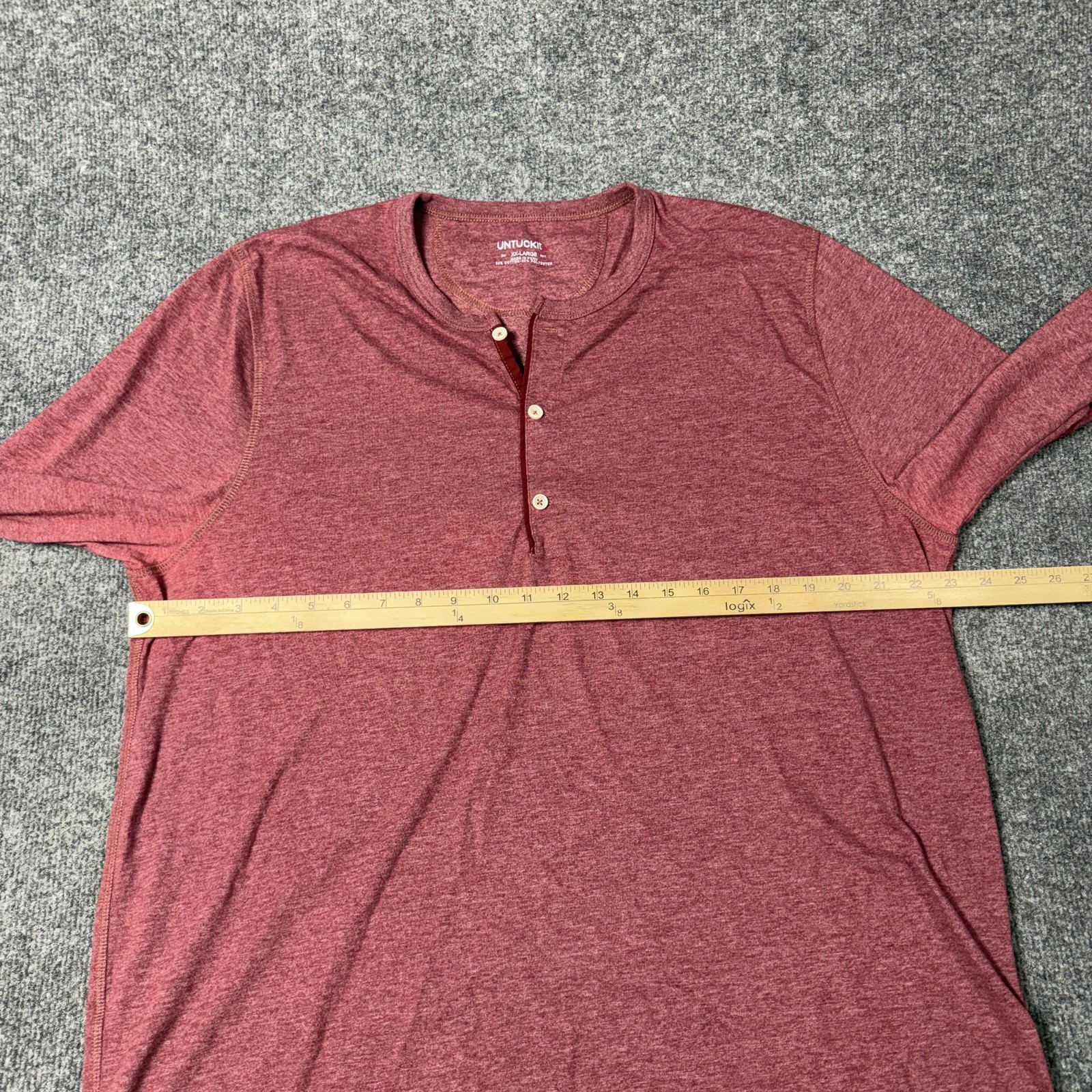 UNTUCKit Henley Shirt Mens 2XL Red Long Sleeve Tagless Cotton Blend Soft Knit gallery