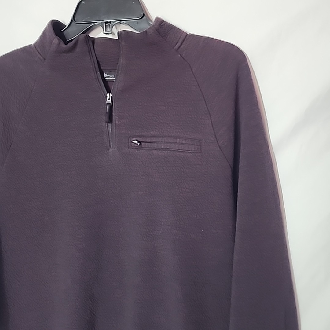 Marc Anthony 1/4 Zip Pullover Purple Black Slim Fit Men's Medium gallery
