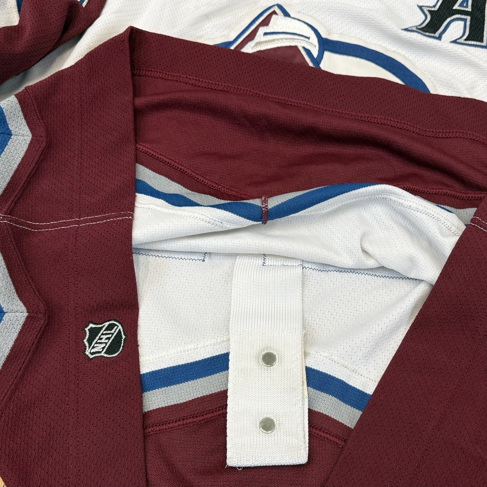 Vintage Colorado Avalanche Peter Foresberg Jersey NHL Hockey Fight Strap Sz 56 gallery