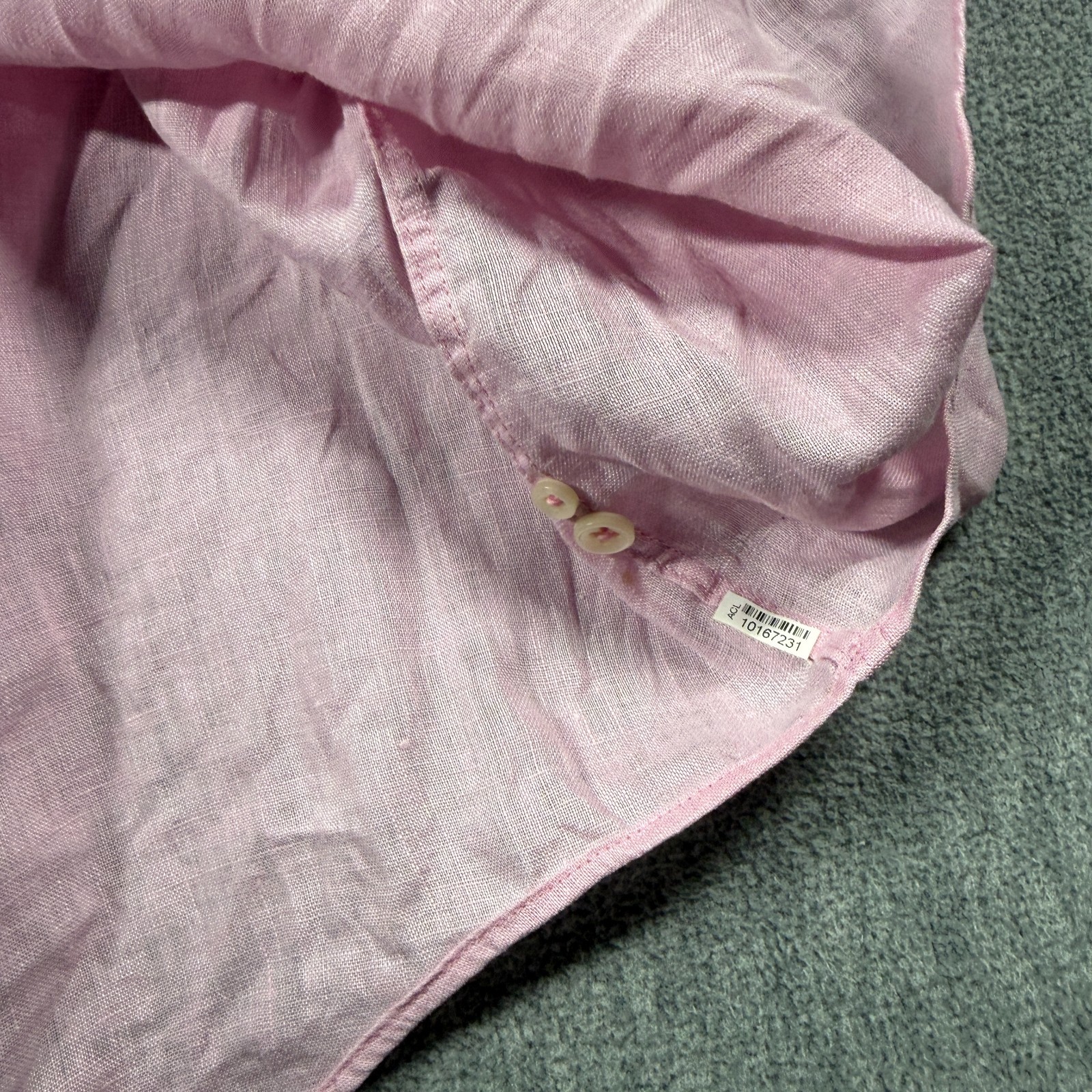 Ralph Lauren Shirt Mens XL Pink Ocean Wash Linen Short Sleeve Button Down Casual gallery