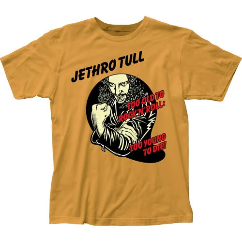 Jethro Tull Too Young to Die T Shirt Mens Licensed Rock N Roll Music Tee Gold