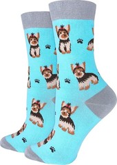 Premium Comfort Animal Socks Women Yorkie Dog Print Soft Cotton Hosiery Gift