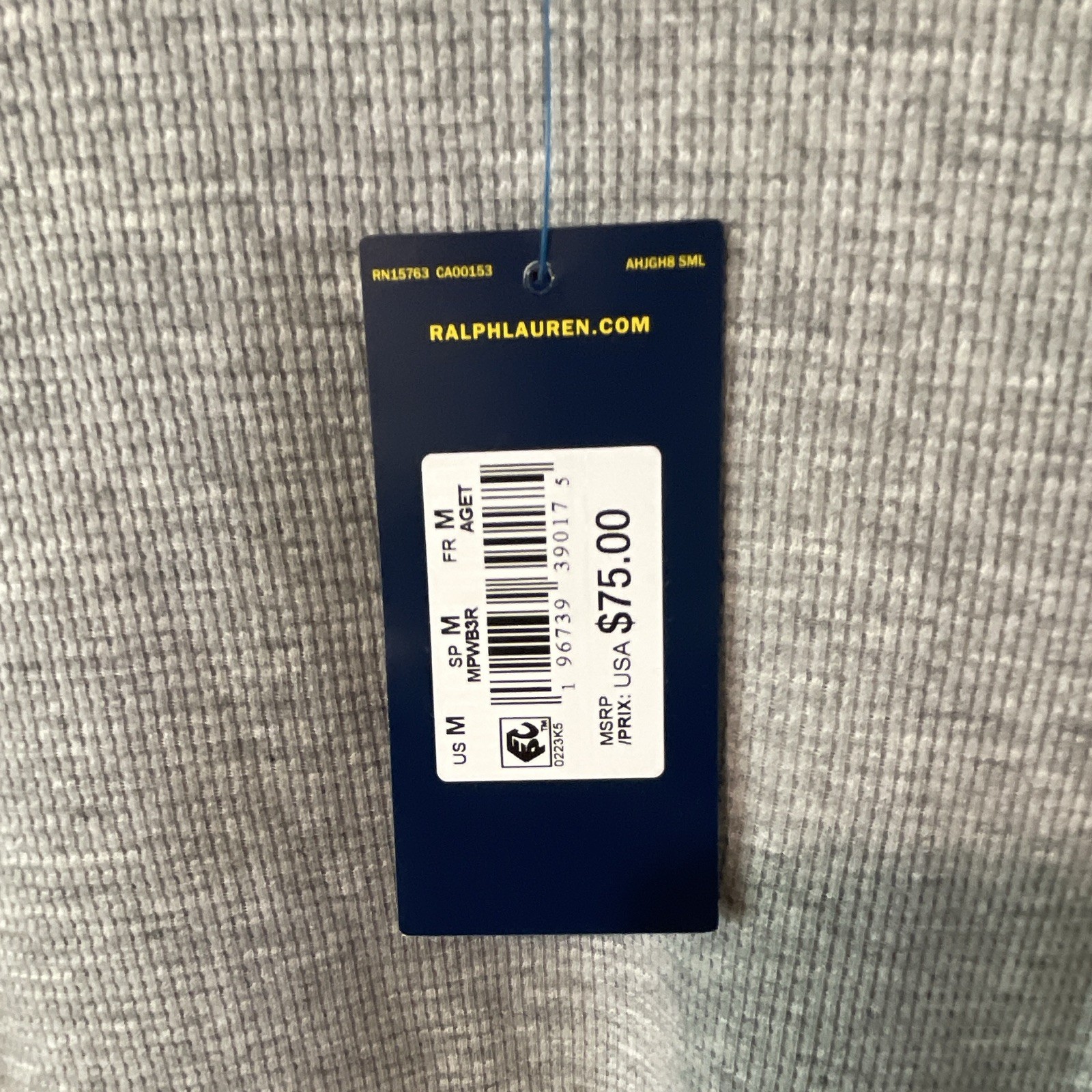 Polo Ralph Lauren Polo Bear Gray Waffle-Knit Crewneck Pullover Thermal Shirt M gallery