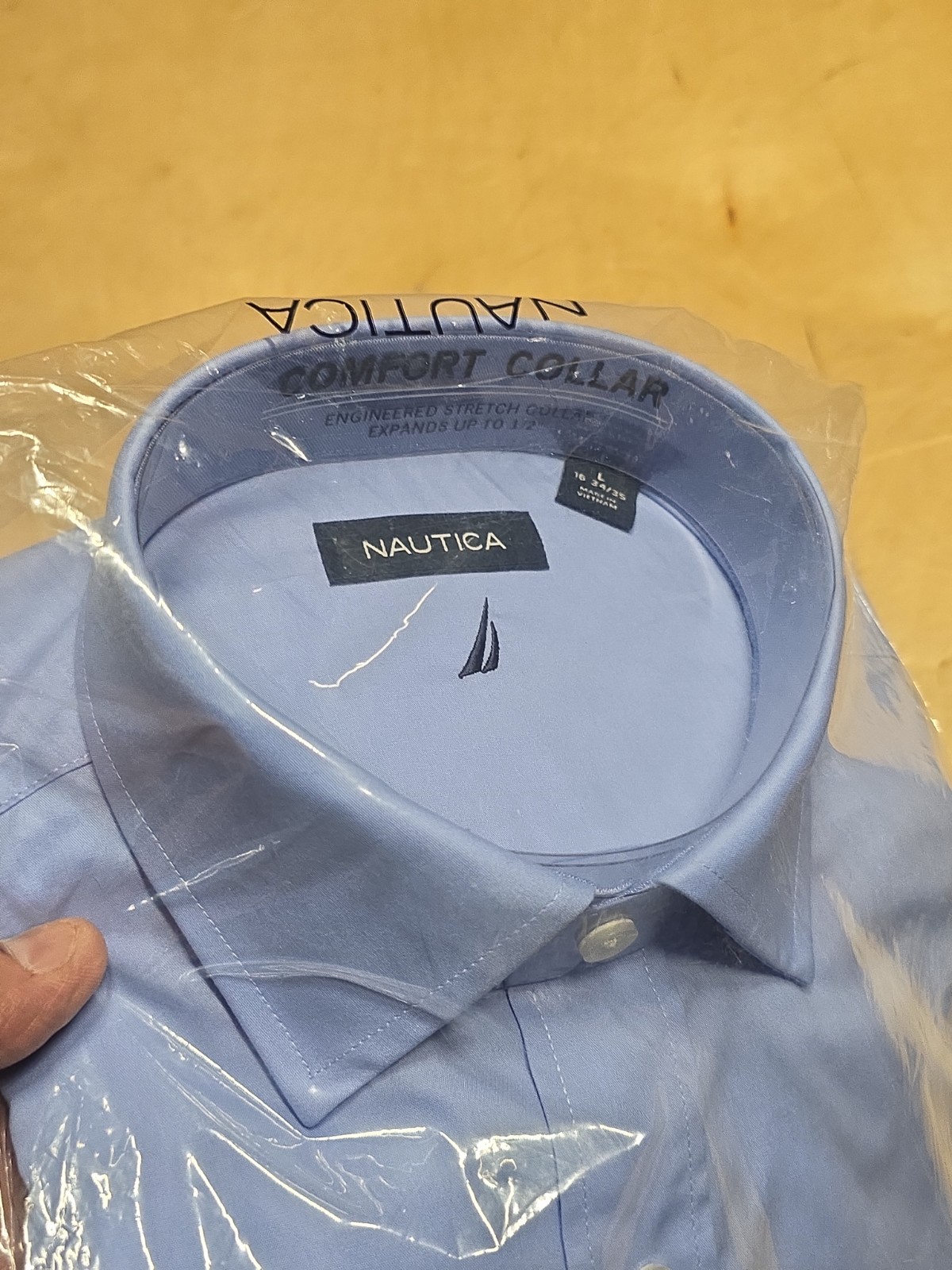 Nautica Men's Performance Dress Shirt Size L 16 34/35 New In Package Blue gallery