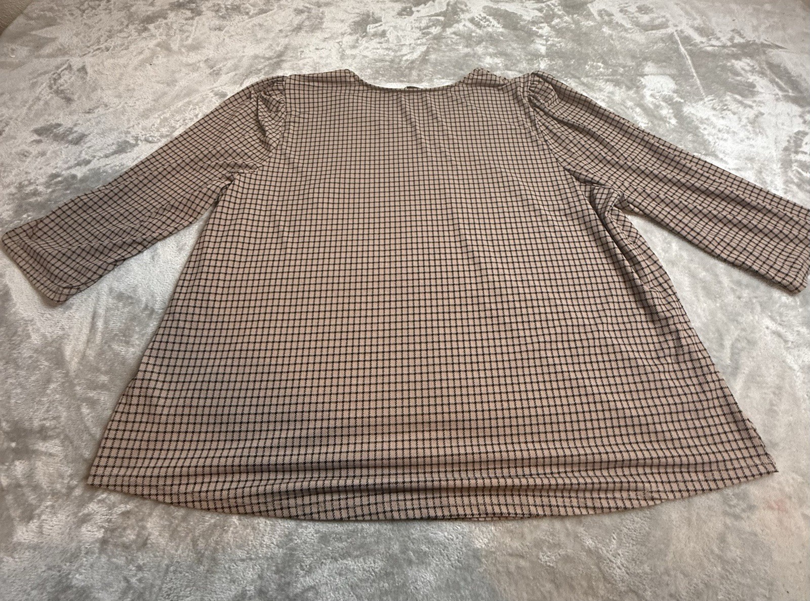 Adrianna Papell Long 3/4 Sleeve Black Tan Stretch Blouse Elastain 3xl gallery
