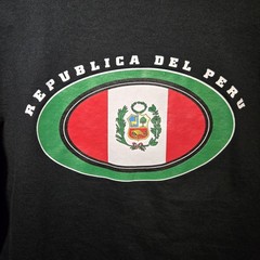 Morpho Men’s Flag Black T-Shirt Small 100% Peruvian Cotton Republica Del Peru