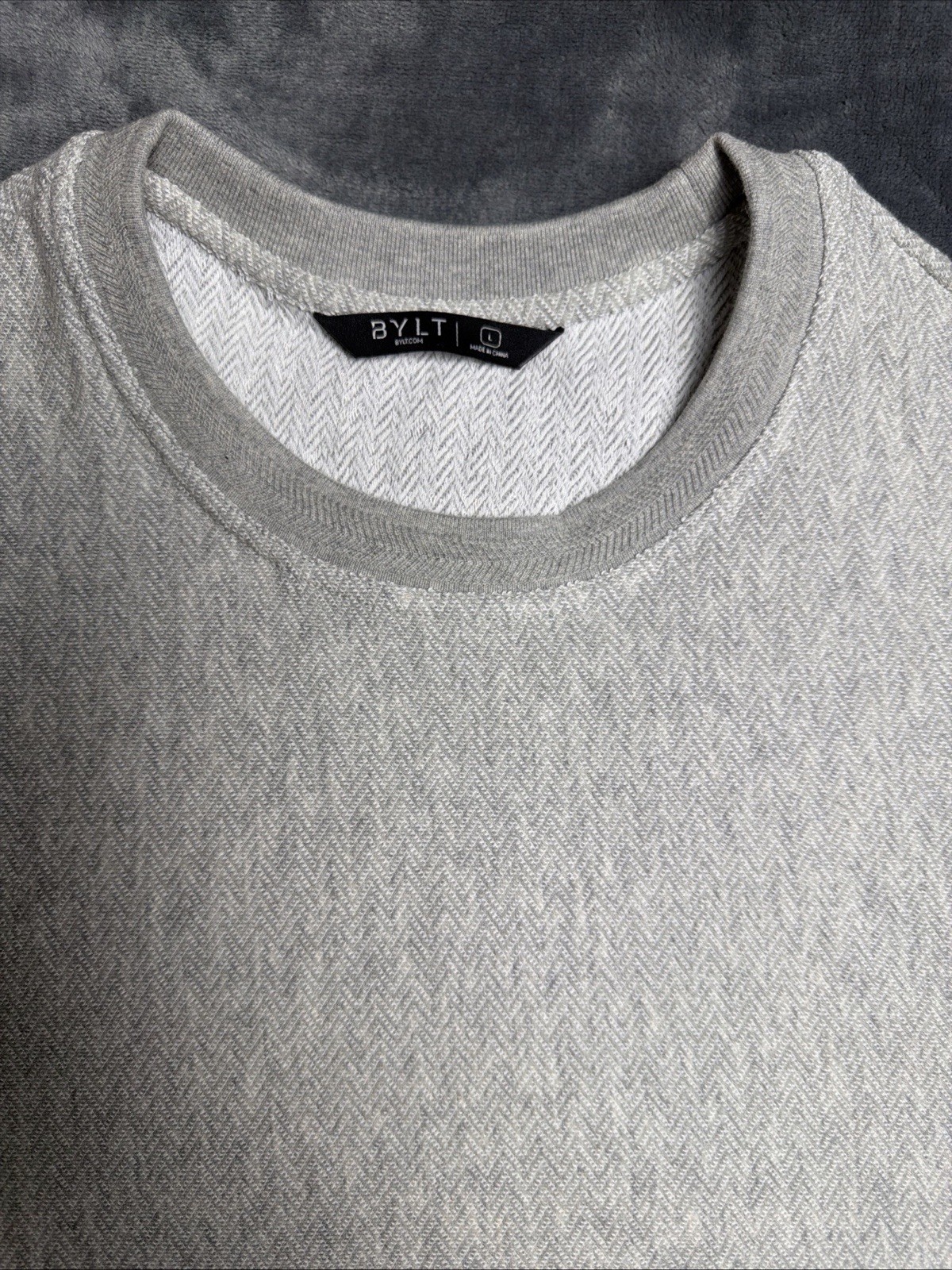 BYLT Men Brushed Herringbone Box Tee Mid Heather Grey Size L (NWT) gallery