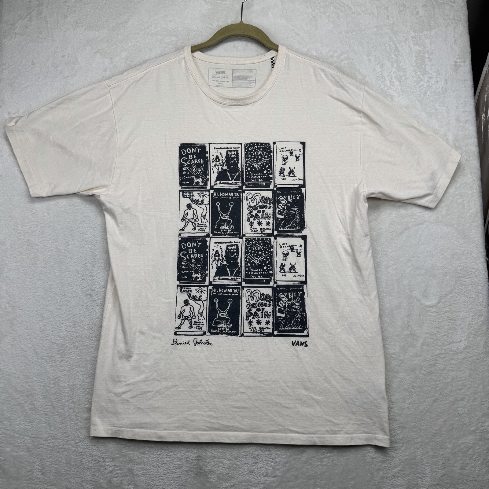 Vans Daniel Johnston Graphic T Shirt Mens Large Off White Artist Skate Art Tee gallery