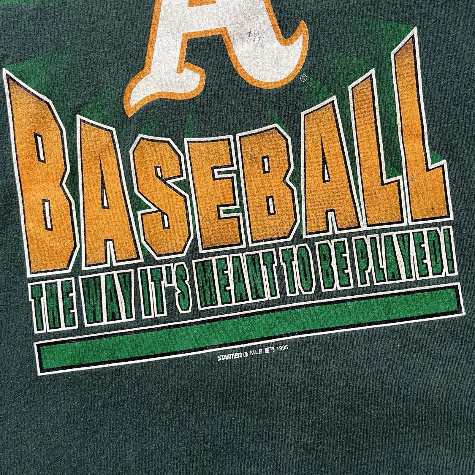 Vintage 90s Oakland Athletics Starter Tshirt Green Size XL MLB Made In USA gallery