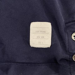 Thom Browne Ringer Shirt Mens 2 / Medium Navy Blue Side Button Made In Japan Tee
