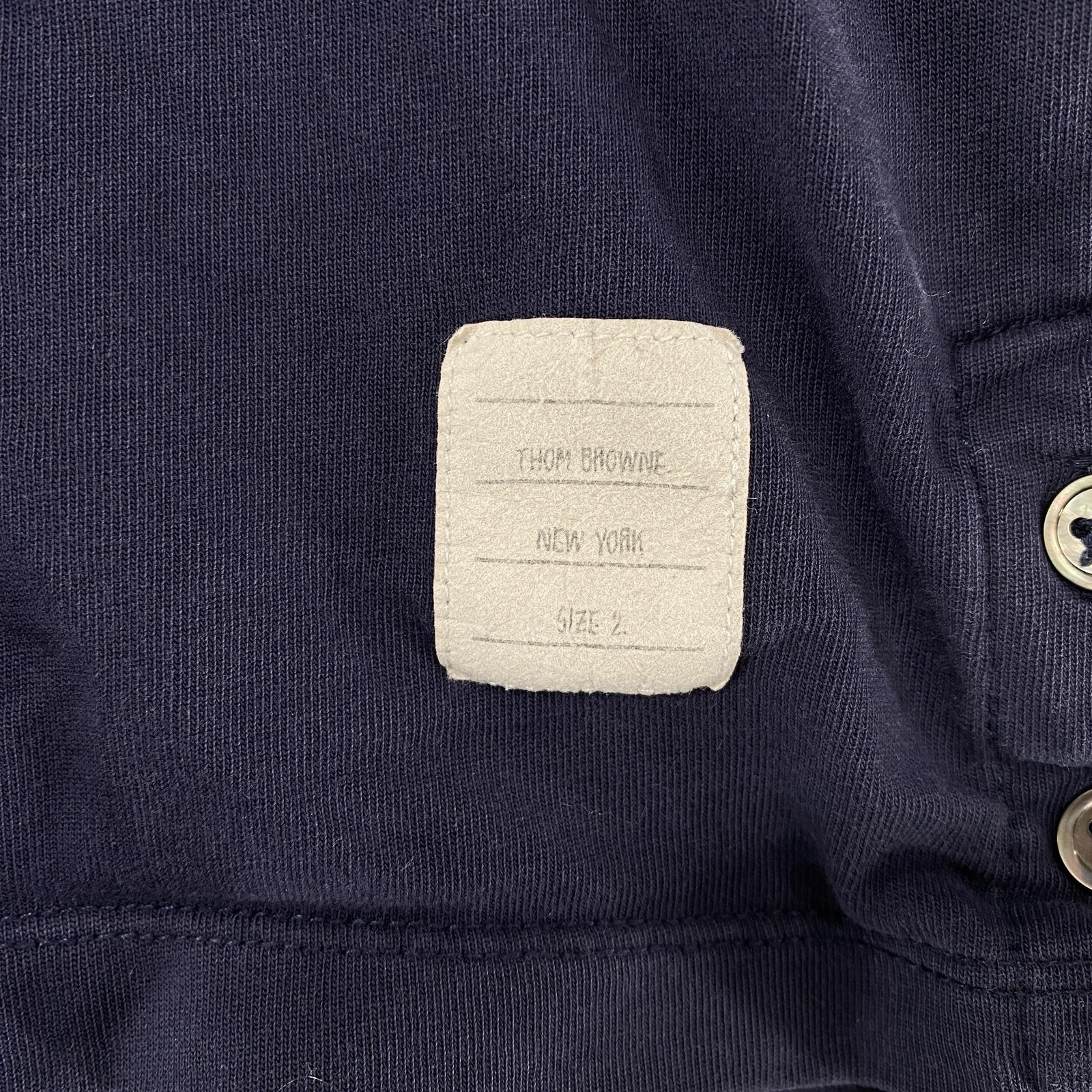 Thom Browne Ringer Shirt Mens 2 / Medium Navy Blue Side Button Made In Japan Tee gallery