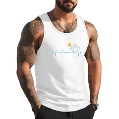 Heartbeat with Tropical Palm Trees Beach Island Sunset Tank Top