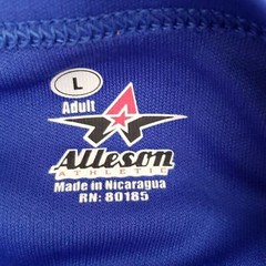 Alleson Athletic Men’s Blue White Henley Short Sleeve Polyester T-Shirt, Size L
