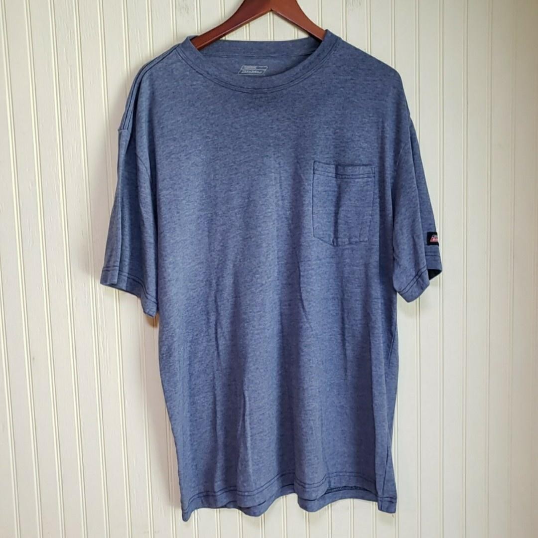 Genuine Dickies Shirt Mens XL Blue Heather Pocket Workwear Tagless Tee Jersey gallery