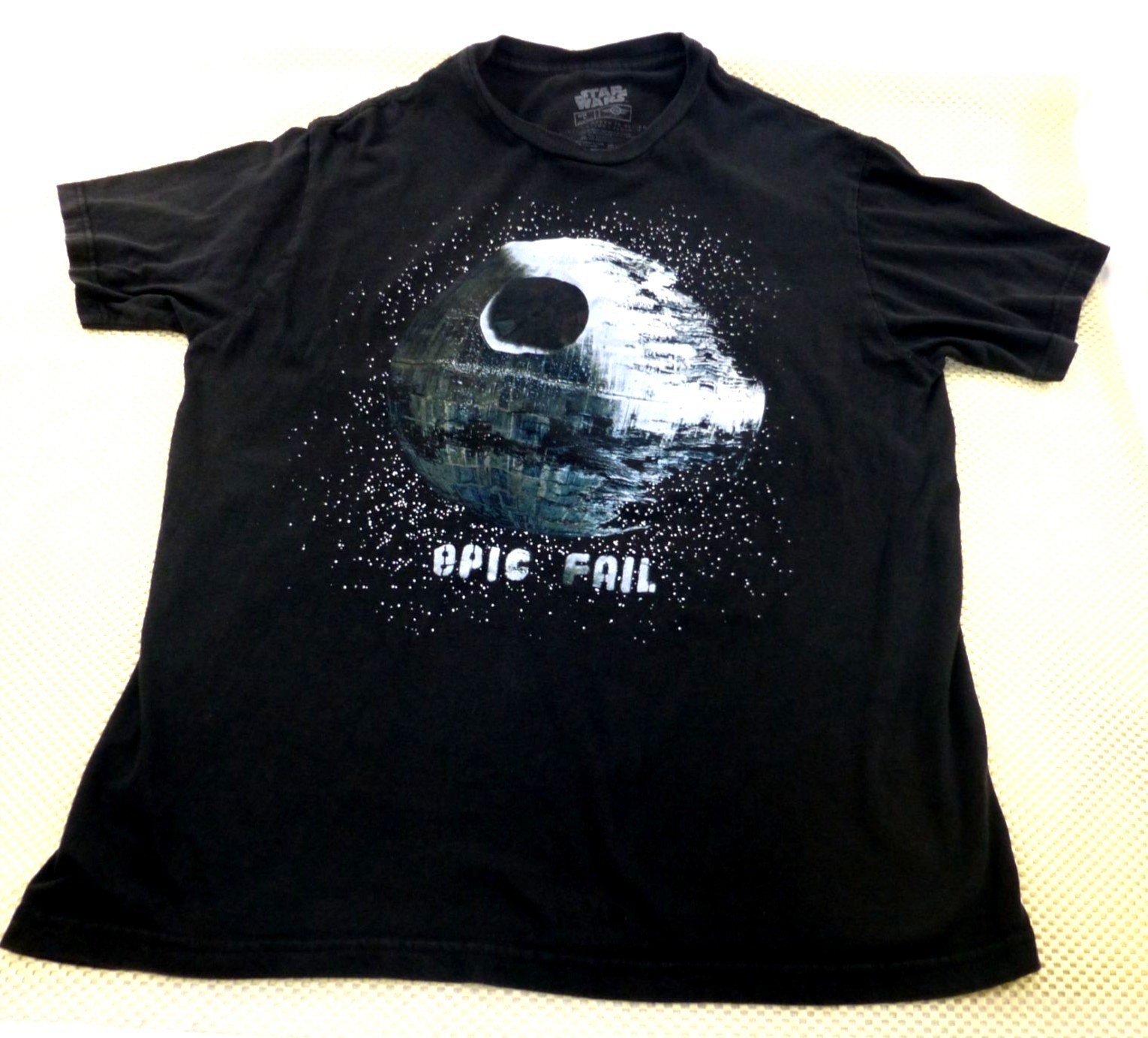 Star Wars Death Star Epic Fail T-Shirt Size L/XL Black Cotton Mens