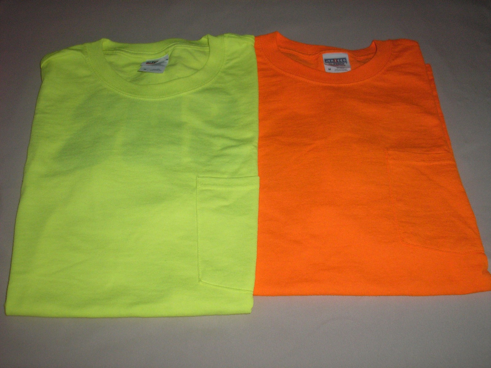 5 NEW Jerzees Unisex Construction Work Safety Bright Color T Shirts w/Pocket MED gallery