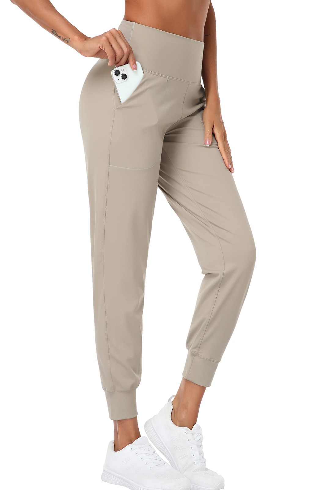 Women’s Joggers High Waist Yoga Pockets Sweatpants Sport Workout Pants Khaki …